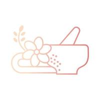 flower with herbal potion bowl gradient outline icon vector illustration