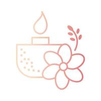 orchid with aromatic candle gradient outline icon vector illustration