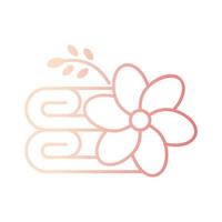 flower with folding towel gradient outline icon vector illustration