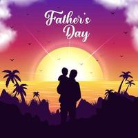 Father's day design vector with sunset background. Happy Father's day design