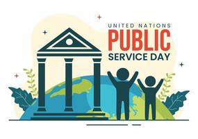 United Nations Public Service Day Vector Illustration on June 23 with Publics Services to the Community in Flat Cartoon Hand Drawn Poster Templates