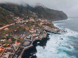 Drone view of Porto Moniz in Madeira, Portugal photo