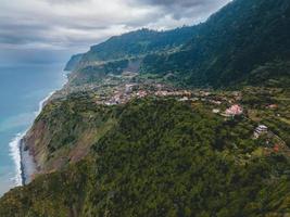 Drone view from Miradouro de Sao Cristovao in Madeira, Portugal photo