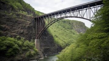 A bridge spanning a gorge. photo