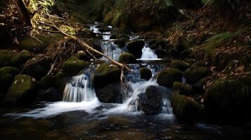 un cascada arroyo. generativo ai foto