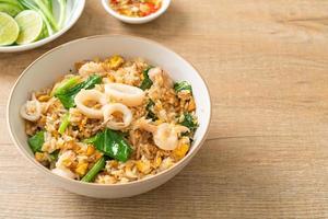 Fried rice with squid or octopus photo