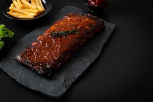 grilled and barbecue ribs pork photo