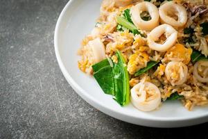 Fried rice with squid or octopus photo