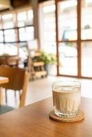 dirty coffee glass in coffee shop photo