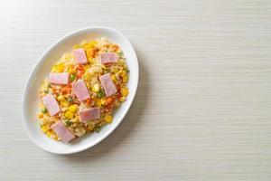 fried rice with ham and mixed vegetable photo