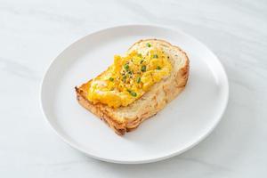 bread toast with scramble egg photo