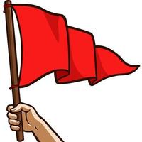 Holding a Flying Red Flag vector