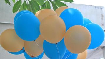 light blue and light orange balloons photo