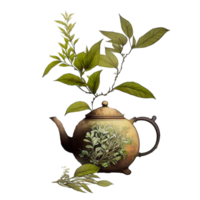 Herbal tea in teapot silhouette icon png