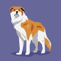 illustration of a dog standing looking ahead. whole body. cartoon flat vector illustration.