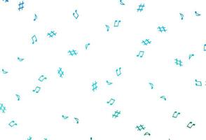 Light Blue, Green vector background with music symbols.