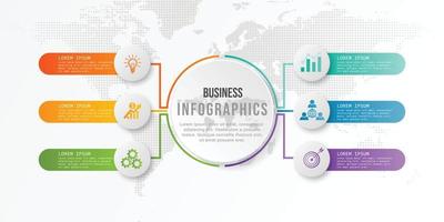 Business infographic circle shape six option, process or step for presentation. Can be used for presentations, workflow layout, banners and web design. Business concept with 6 options vector