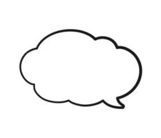 Empty speech bubble thought cloud text frame. Comic speech bubble doodle outline. Vector illustration.