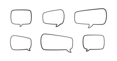 Collection of empty speech bubbles. Comic speech bubble outline. Retro empty comic bubble. Vector illustration doodle.