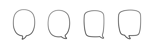 Collection of empty speech bubbles. Comic speech bubble outline. Retro empty comic bubble. Vector illustration doodle.