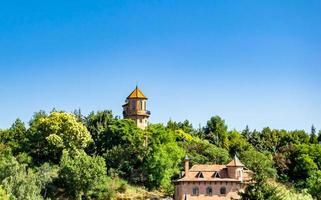 Photography on theme ancient brick castle with large tower photo