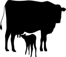 Vector silhouette of cow on white background