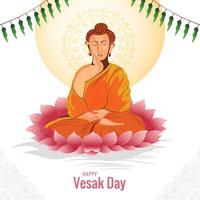 Happy vesak day postcard on flower card background vector