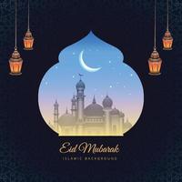 Eid mubarak greeting card celebration festival background vector