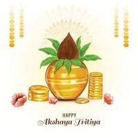 Indian festival happy akshaya tritiya celebration card background vector