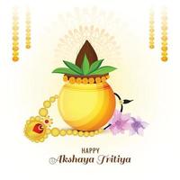 Akshaya tritiya celebration with a golden kalash background vector