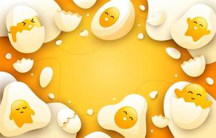 Background of Cute Egg Yolk Characters vector