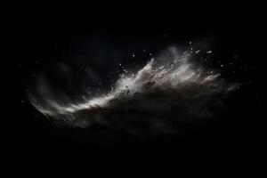 Abstract design of white powder snow cloud explosion on dark background photo
