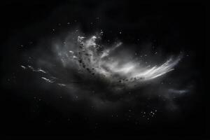 Abstract design of white powder snow cloud explosion on dark background photo