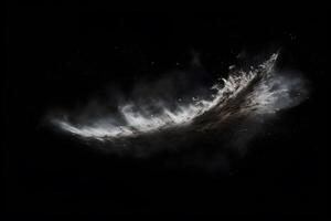 Abstract design of white powder snow cloud explosion on dark background photo