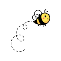 cartoon cute little bee flying on the dotted line to find sweet honey png