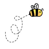 cartone animato carino poco ape volante su il tratteggiata linea per trova dolce miele png