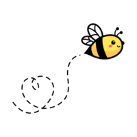 Karikatur süß wenig Biene fliegend auf das gepunktet Linie zu finden Süss Honig png