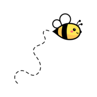 cartoon cute little bee flying on the dotted line to find sweet honey png