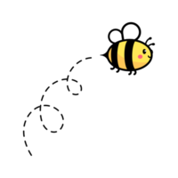 cartoon cute little bee flying on the dotted line to find sweet honey png