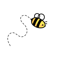 cartoon cute little bee flying on the dotted line to find sweet honey png