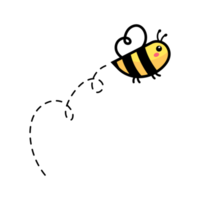 cartoon cute little bee flying on the dotted line to find sweet honey png