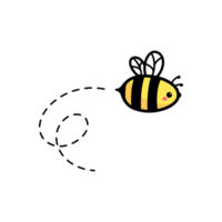 cartoon cute little bee flying on the dotted line to find sweet honey png