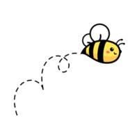 desenho animado fofa pequeno abelha vôo em a pontilhado linha para encontrar doce querida png