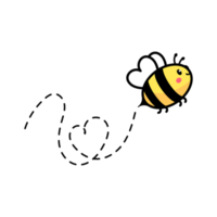 desenho animado fofa pequeno abelha vôo em a pontilhado linha para encontrar doce querida png