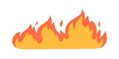 Cartoon fire effect. A yellow bonfire burns to heat. png