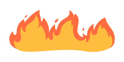 Cartoon fire effect. A yellow bonfire burns to heat. png