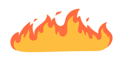 Cartoon fire effect. A yellow bonfire burns to heat. png