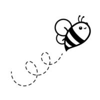 cartoon cute little bee flying on the dotted line to find sweet honey vector