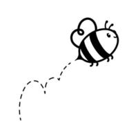 cartoon cute little bee flying on the dotted line to find sweet honey vector