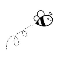 cartoon cute little bee flying on the dotted line to find sweet honey vector